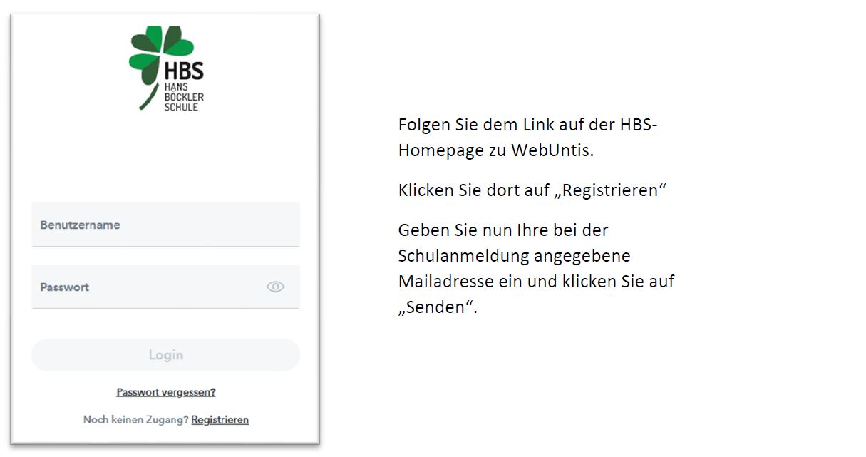 Anleitung WebUntis Erstanmeldung für Eltern Hans Böckler Schule